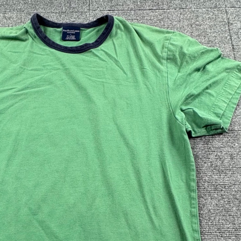 Polo Ralph Lauren Sleepwear Mens Large Green Ringer T-Shirt Navy Trim Pony Logo